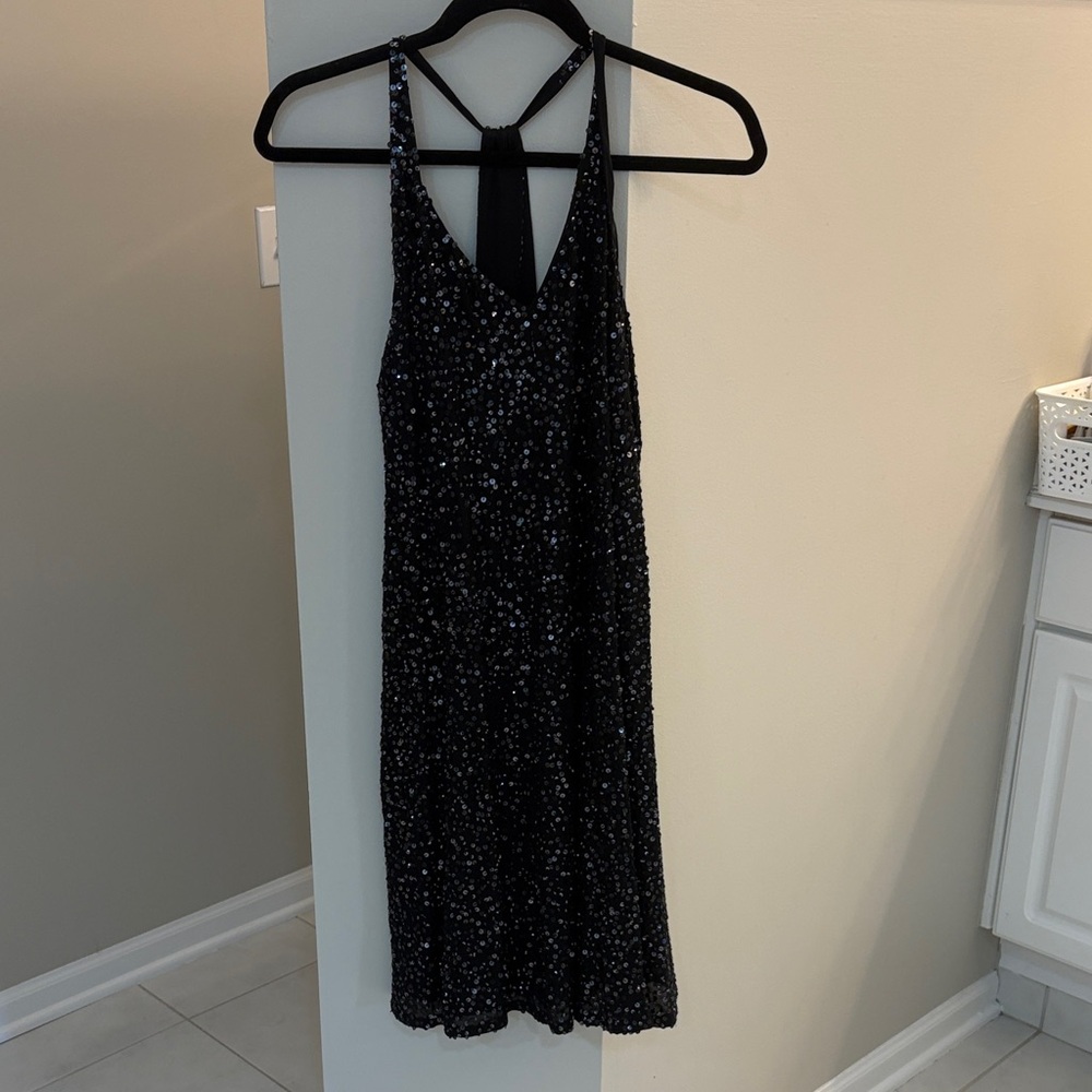Eileen fisher | Elegant Black and Silver sequined Women's Dress, sz S